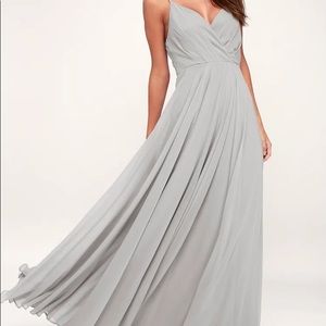 Lulus All About Love light grey maxi dress
